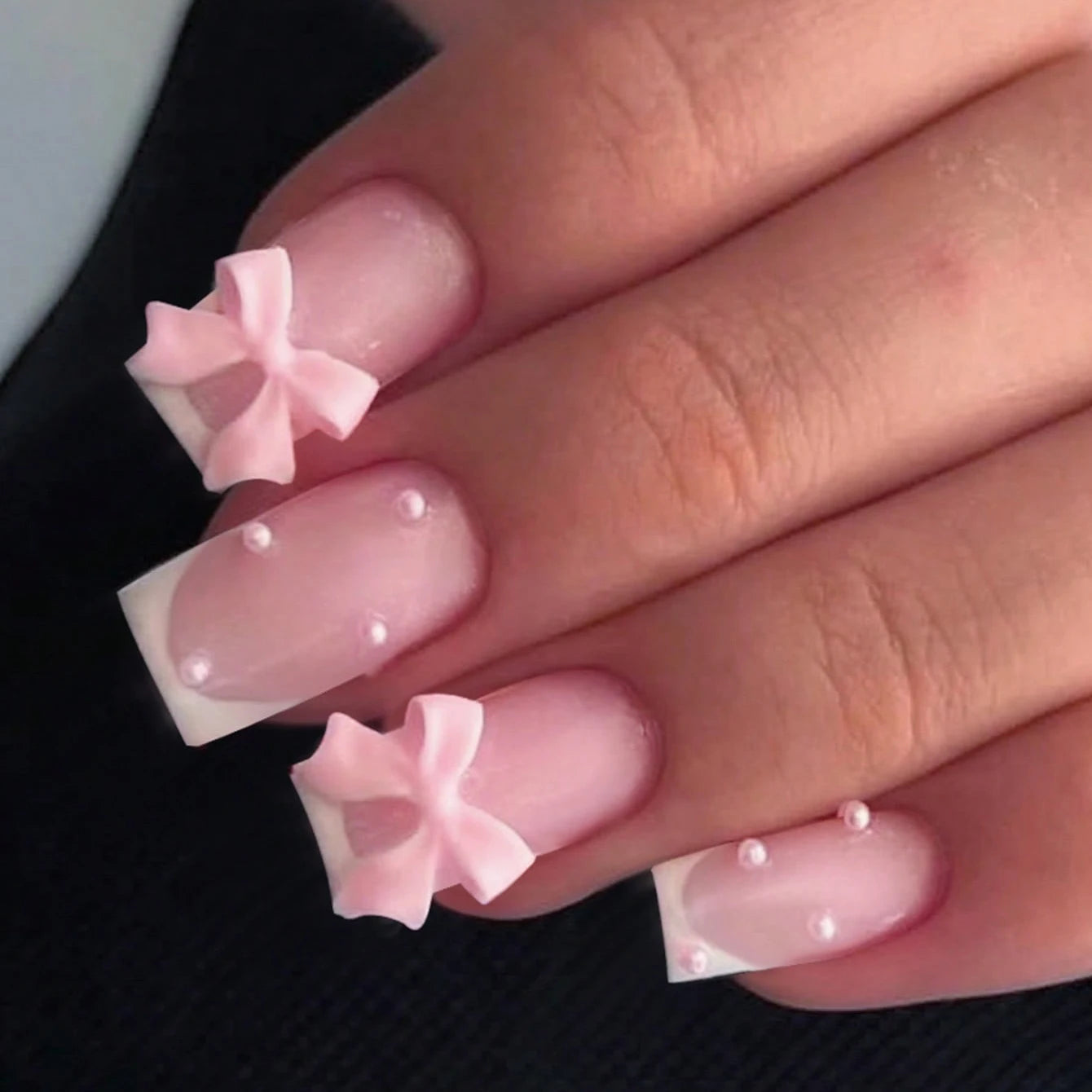 RUVIAA BEAUTY 24PCS Press-On Nails – Short Square Heart French Tips