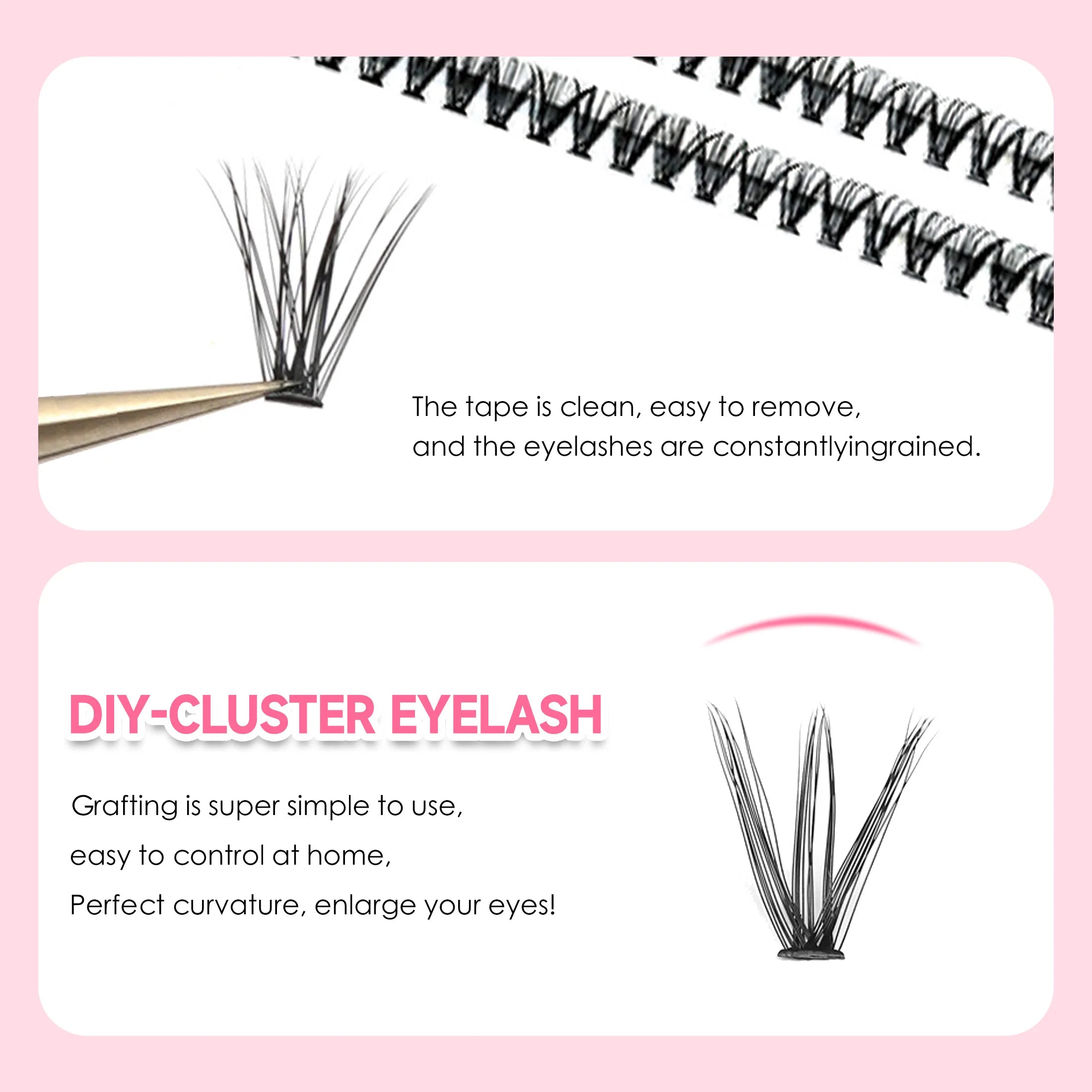 30D40D Individual Lashes Kit Natural Long DIY Cluster Eyelashes with Lash Bond and Seal Extension Kit Makeup Tools Faux Cils