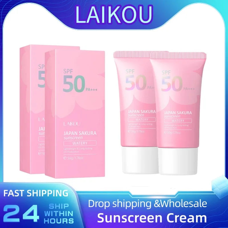 1/2pcs Sakura Sunscreen Cream Protector Facial Sun Block Spf50 Gel Isolation Lotion Cream Bleaching Creams Facial Moisturizer