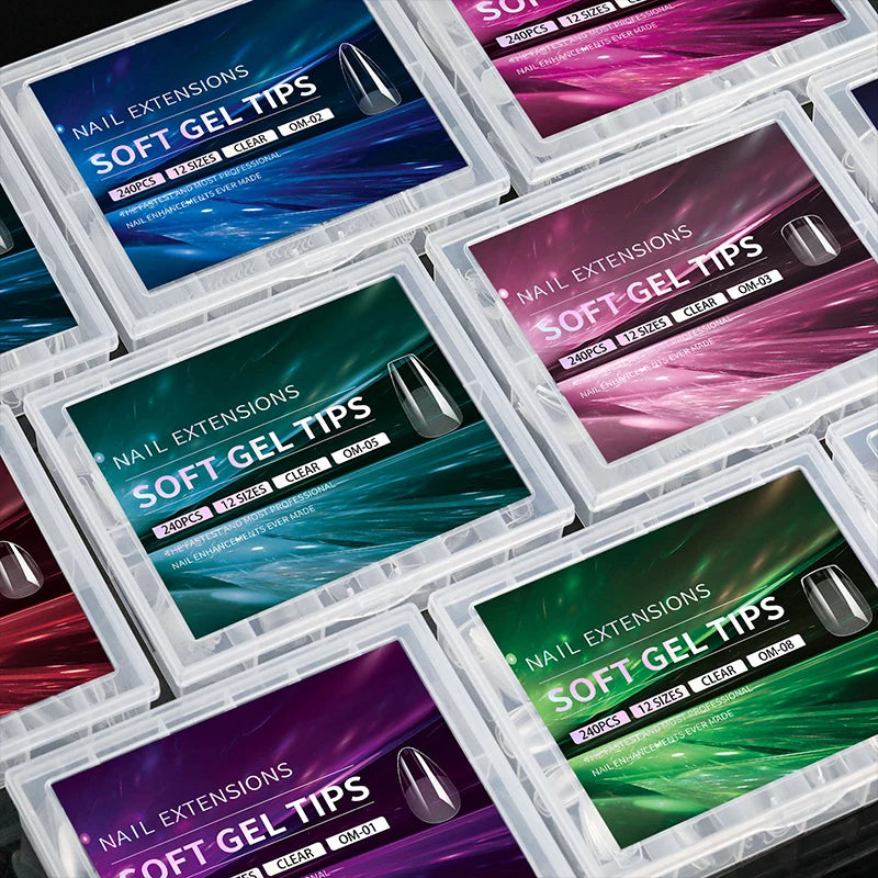 RUVIAA BEAUTY Luxury Soft Gel False Nail Tips – Semi-Matte Almond French Coffin Full Cover Extensions