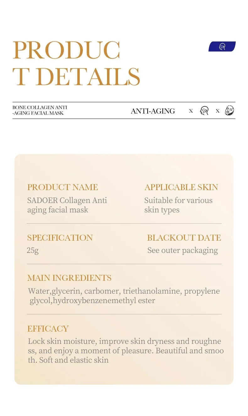 RUVIAA BEAUTY SADOER Collagen Face Mask – 5/10/20/30pcs Firming, Moisturizing & Brightening Facial Sheet Masks