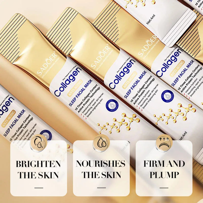 RUVIAA BEAUTY 30PCS Collagen Sleeping Facial Masks – Moisturizing, Brightening & Firming Skincare