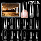 RUVIAA BEAUTY Luxury Soft Gel False Nail Tips – Semi-Matte Almond French Coffin Full Cover Extensions