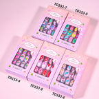 RUVIAA BEAUTY 120Pcs Kids Cartoon Press-On Nails – Kawaii Acrylic Full Cover Short False Nails with Jelly Glue