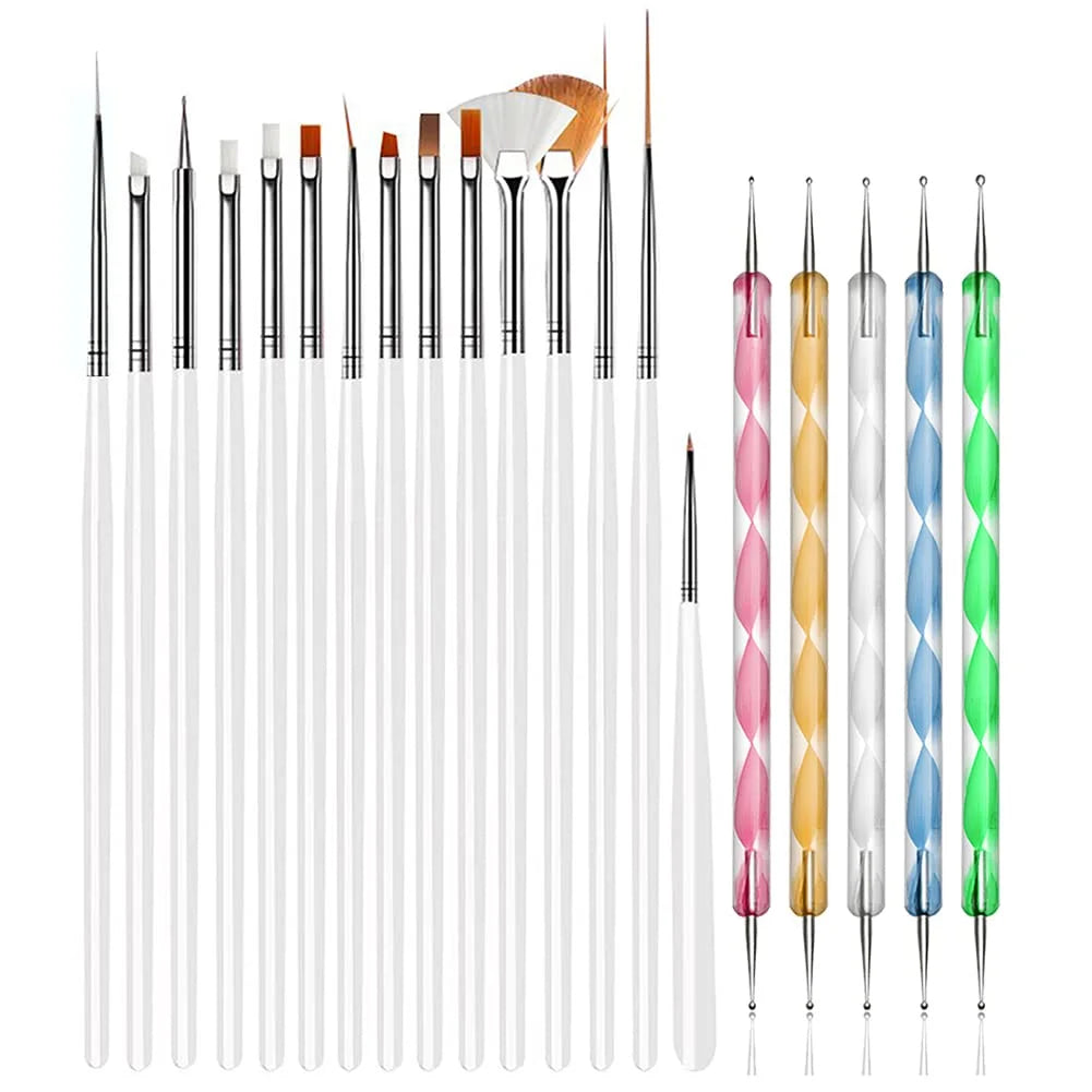 RUVIAA BEAUTY Professional Nail Art Brush Set | Premium Manicure Tools & Supplies for Nail Technicians