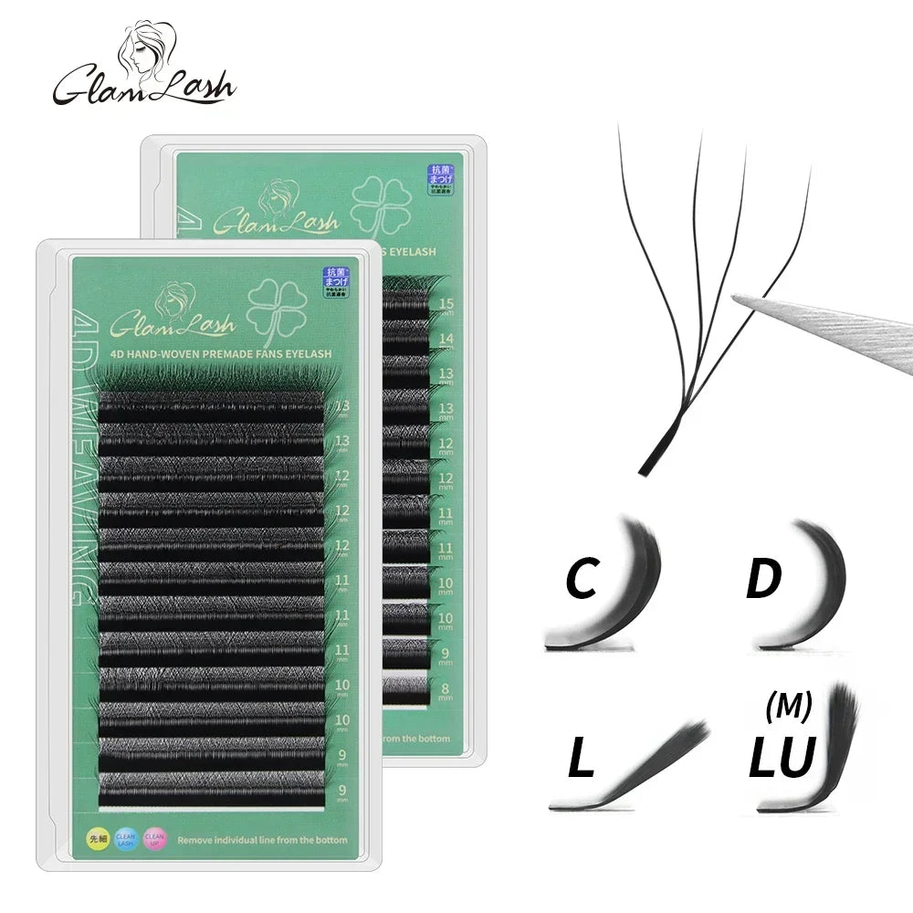 GLAMLASH 4D5D W Shaped Eyelash Extension Premade Volume Fans W Style Lashes Faux Mink Soft Easy Faning Natural Lashes