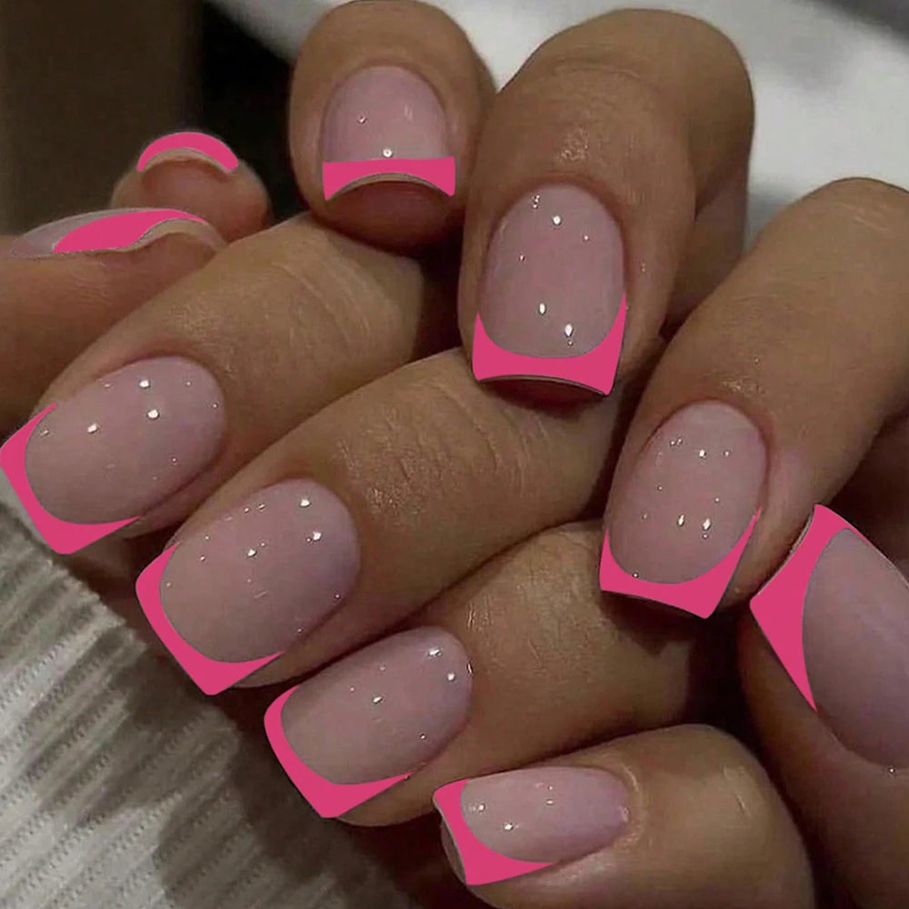 RUVIAA BEAUTY 24PCS Press-On Nails – Short Square Heart French Tips