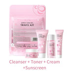 Sakura skin care sets with cleanser, serum, eye cream, facial cream, sunscreen beauty products for women, travel skin care kit
