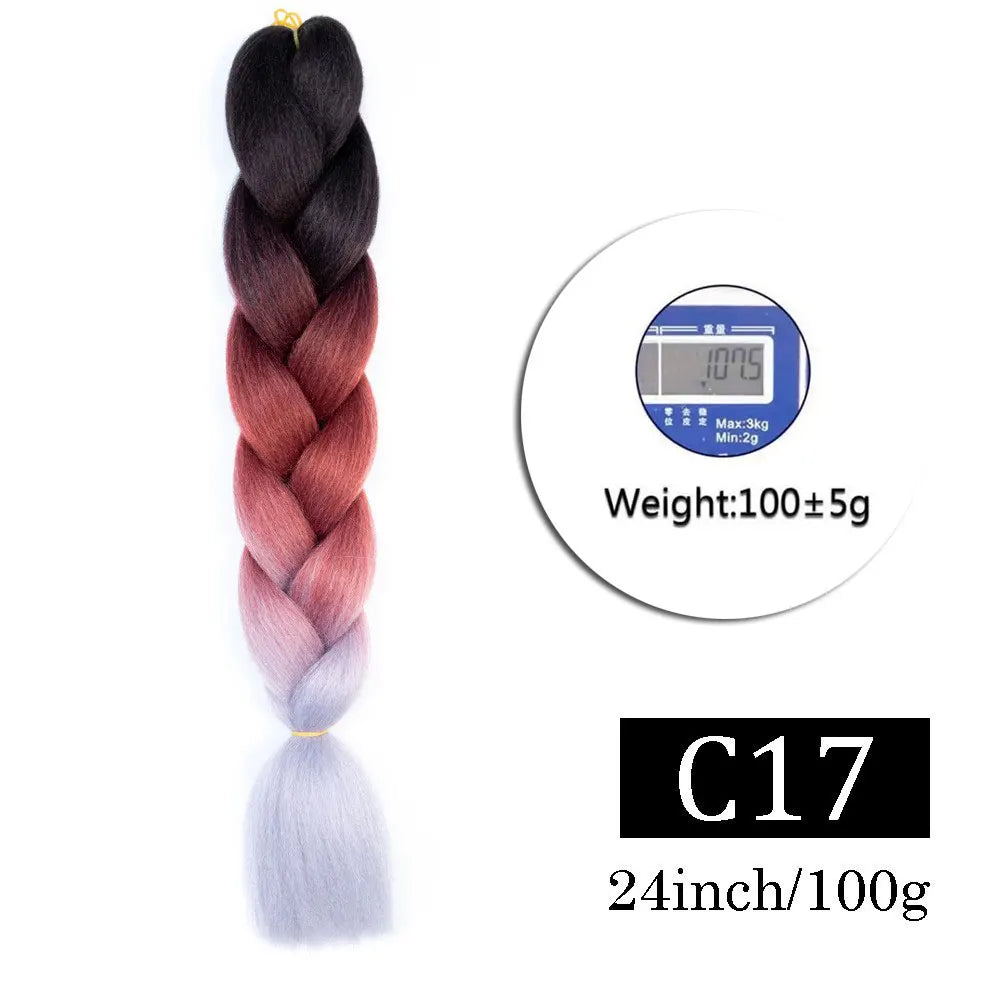Synthetic Jumbo Braiding Hair Extensions for Kids Colored braiding Hair High Temperature Fiber Crochet Hair for Women Girls Box