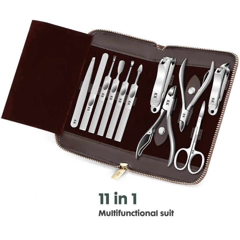 RUVIAA BEAUTY KK 11-in-1 Professional Manicure Set | Stainless Steel Nail Clippers & Foot Care Kit
