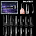 RUVIAA BEAUTY Luxury Soft Gel False Nail Tips – Semi-Matte Almond French Coffin Full Cover Extensions