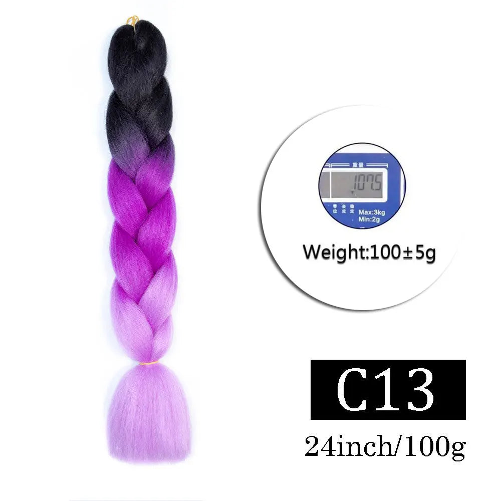 Synthetic Jumbo Braiding Hair Extensions for Kids Colored braiding Hair High Temperature Fiber Crochet Hair for Women Girls Box