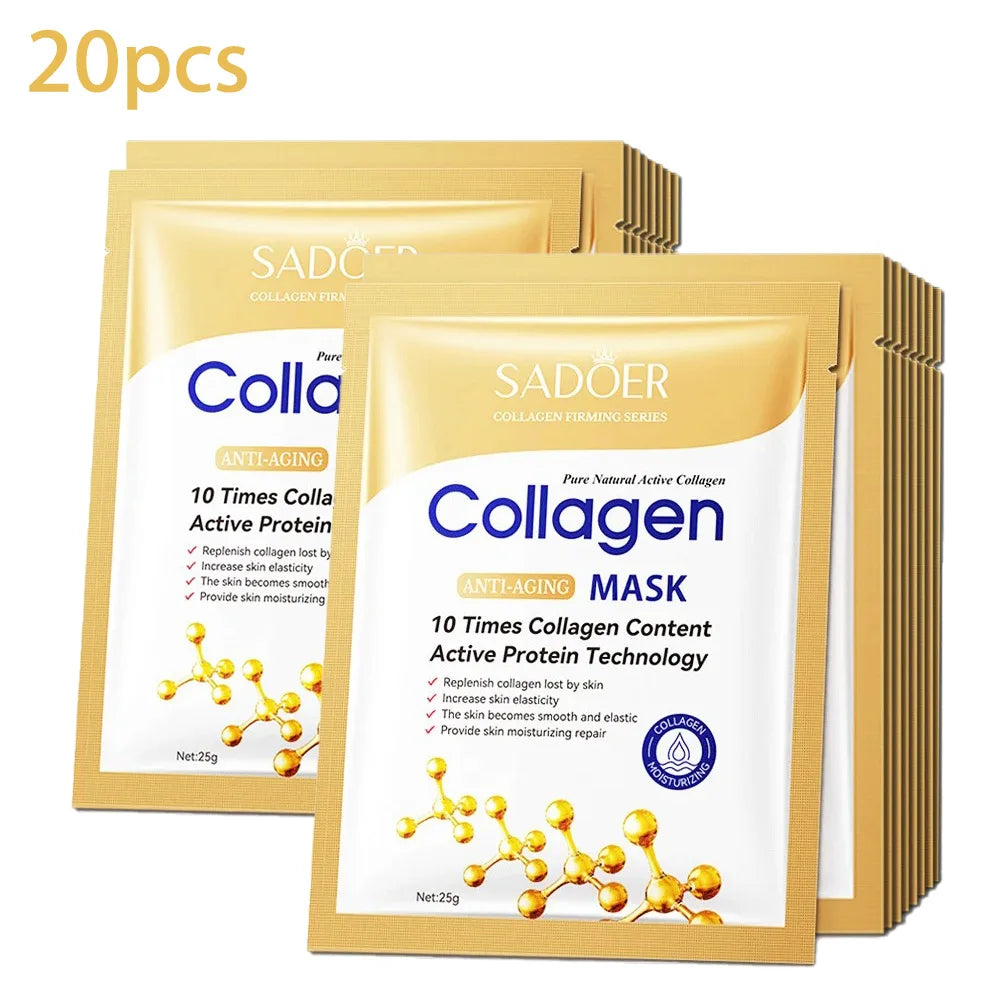 RUVIAA BEAUTY SADOER Collagen Face Mask – 5/10/20/30pcs Firming, Moisturizing & Brightening Facial Sheet Masks