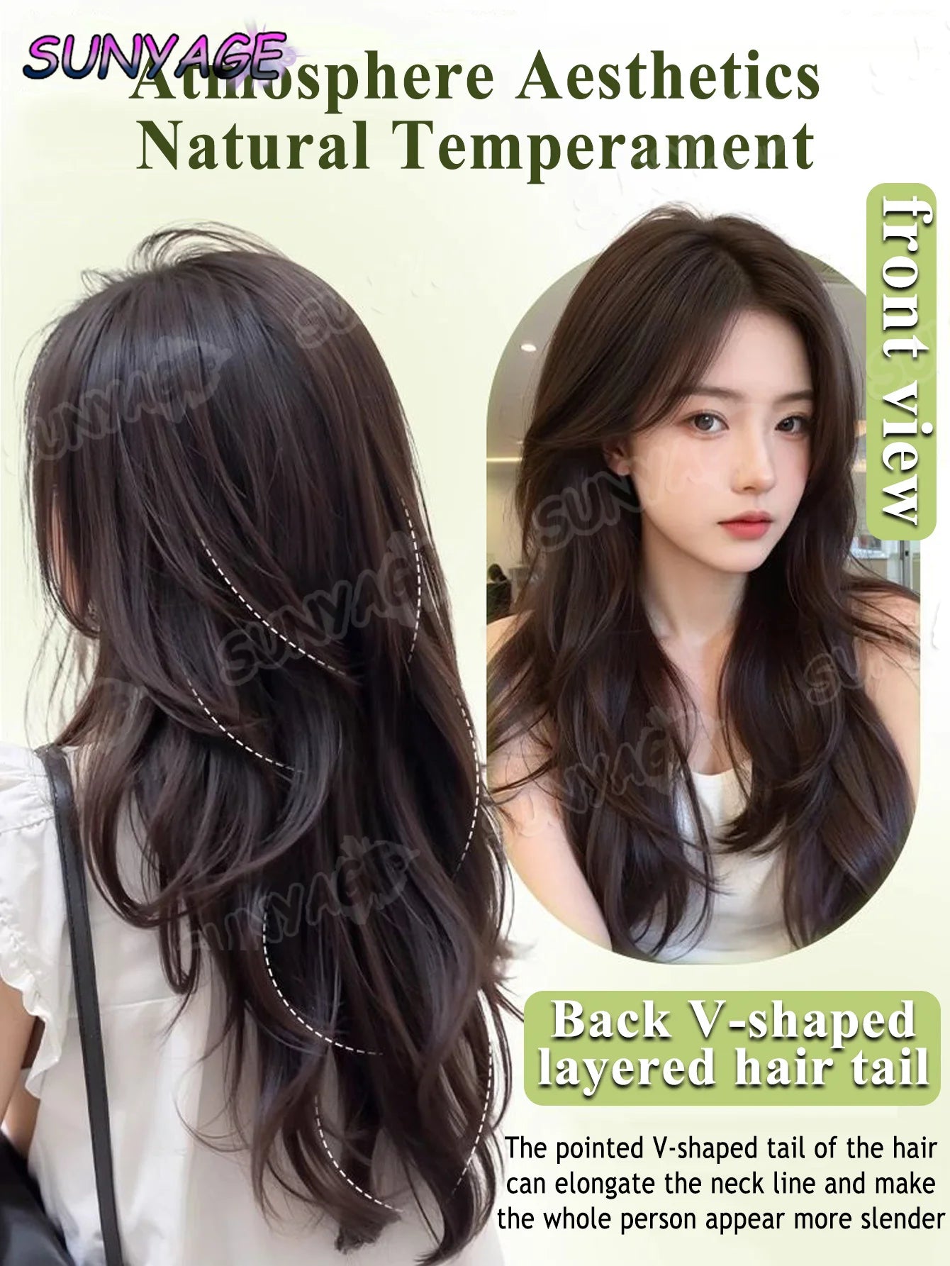 Synthetic Long Wavy Curly 20" Synthetic Hair Extensions 5 Clips Heat Resistant V-shaped Hair Piece Natural Hairstyle For Women