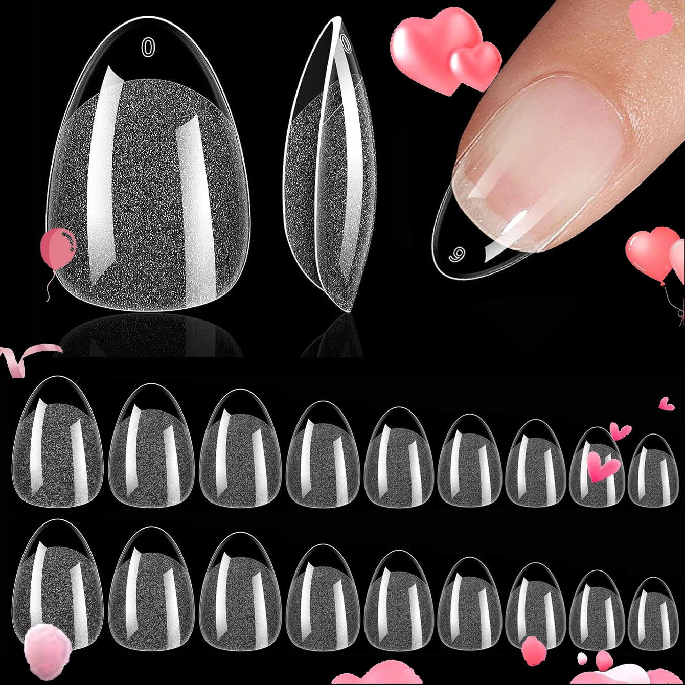 RUVIAA BEAUTY XXS Almond Gel Nail Tips Half Matte Full Cover 240pcs