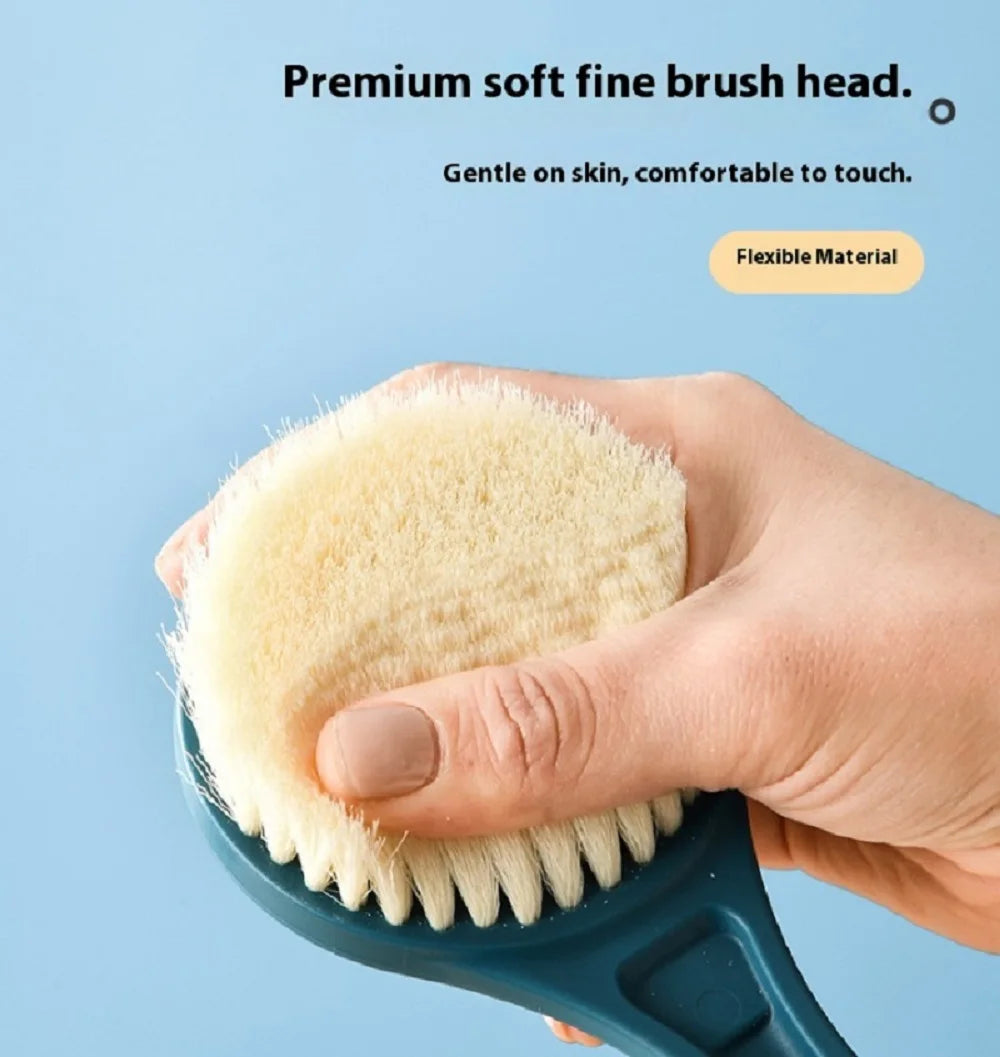 Bathroom Body Brush Kit with Long Handle: Soft-Hair Brush, Back Scrubber & Shower Massage Tool