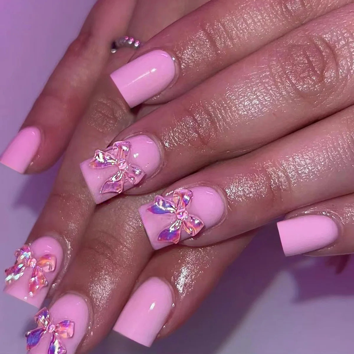 RUVIAA BEAUTY White French Press-On Nails with 3D Bow – Full Cover Fake Nails | 24PCS