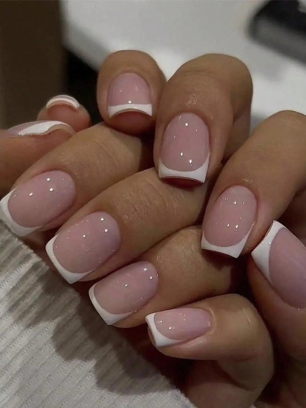 RUVIAA BEAUTY 24PCS Press-On Nails – Short Square Heart French Tips