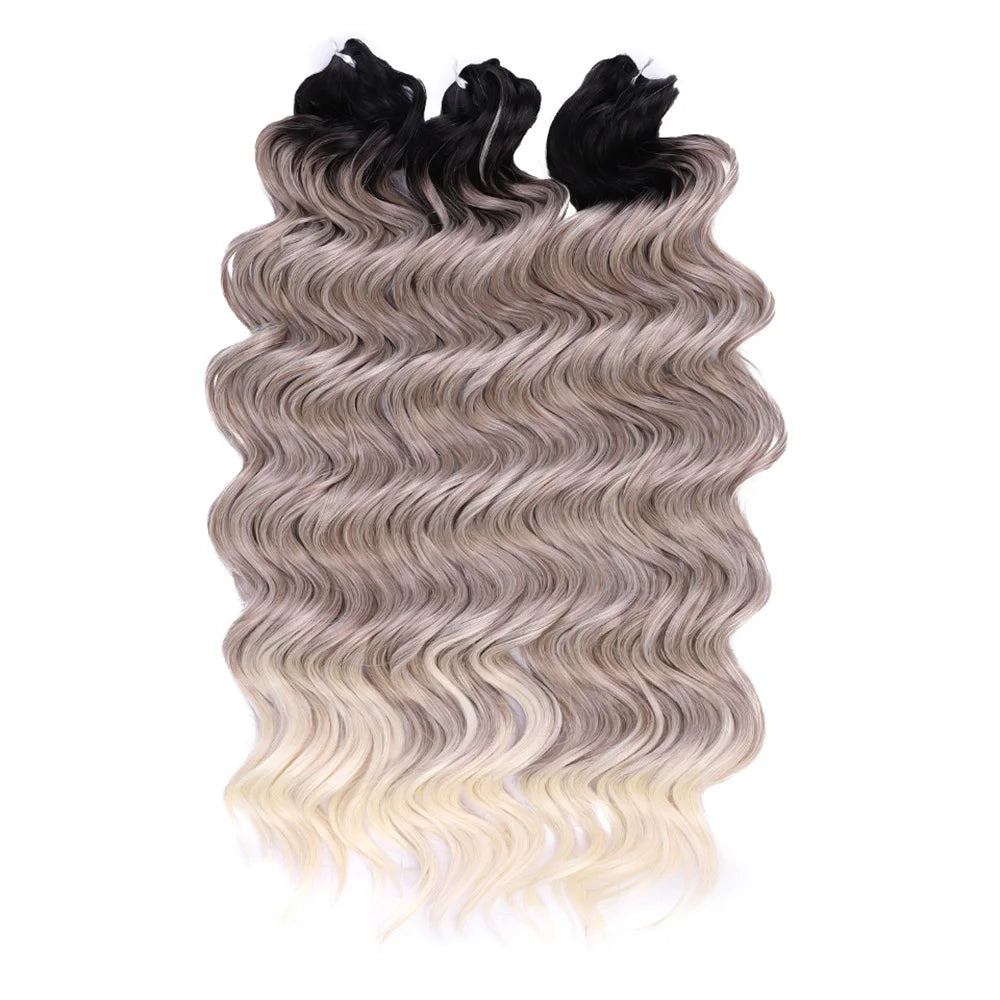 24 Inch Brown Blonde Pink Synthetic Body Loose Deep Wave Braiding Hair Extensions Water Wave Twist Crochet Curly Hair for Women