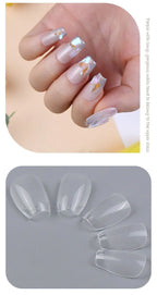 Ruviaa Beauty 120PCS Short Almond Oval Press-On Nails – Full Cover French Ballerina Fake Nail Tips