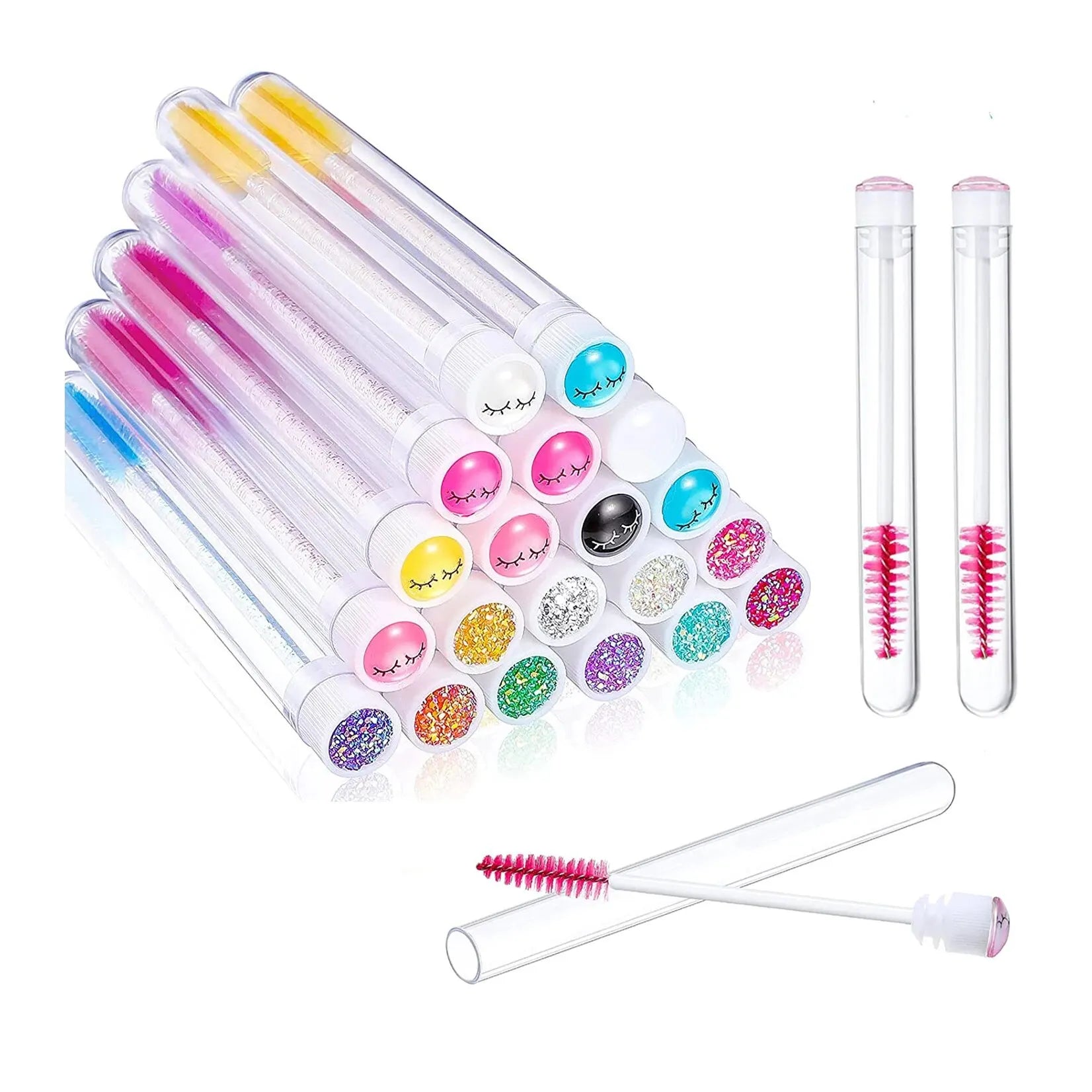 50Pc Reusable Eyebrow Brush Tube Eyelash Brush Eyebrow Brush Replaceable Dust-proof Sparkling Diamond Makeup Brush