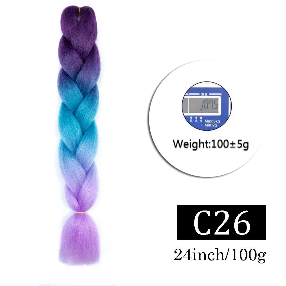 Synthetic Jumbo Braiding Hair Extensions for Kids Colored braiding Hair High Temperature Fiber Crochet Hair for Women Girls Box