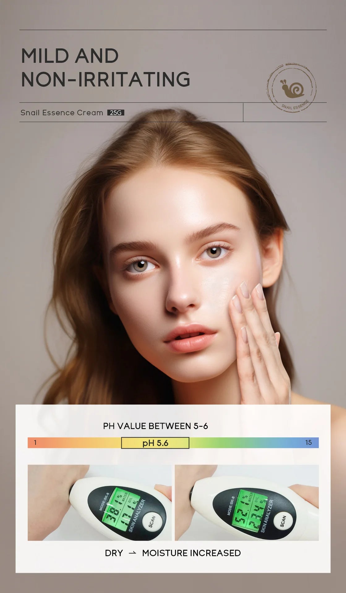 LAIKOU Snail Face Cream Hyaluronic Acid Moisturizing Cream Smoothing & Nourishing Serum Day Cream for Face skin care products