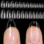 Ruviaa Beauty 120PCS Short Almond Oval Press-On Nails – Full Cover French Ballerina Fake Nail Tips