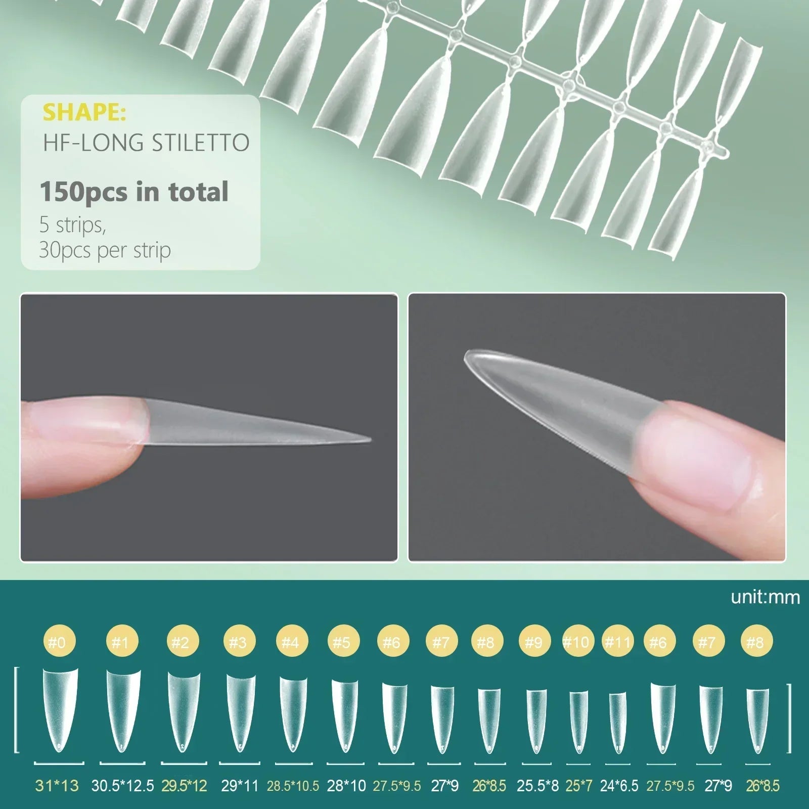 RUVIAA BEAUTY 150PCS Short Half Cover Matte Nail Tips 12 Sizes