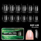 RUVIAA BEAUTY Luxury Soft Gel False Nail Tips – Semi-Matte Almond French Coffin Full Cover Extensions