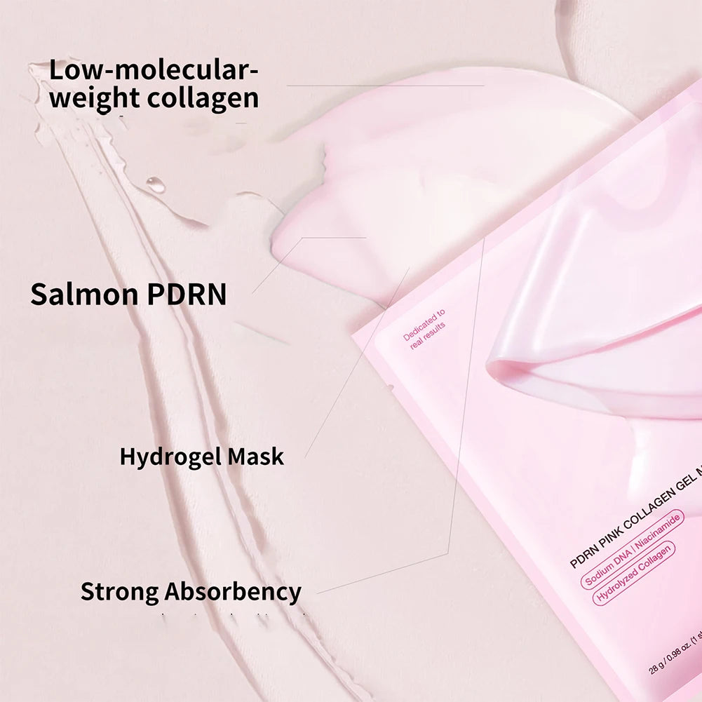 RUVIAA BEAUTY 4pcs PDRN Pink Collagen Gel Masks – Niacinamide Brightening, Moisturizing & Firming Skin Care