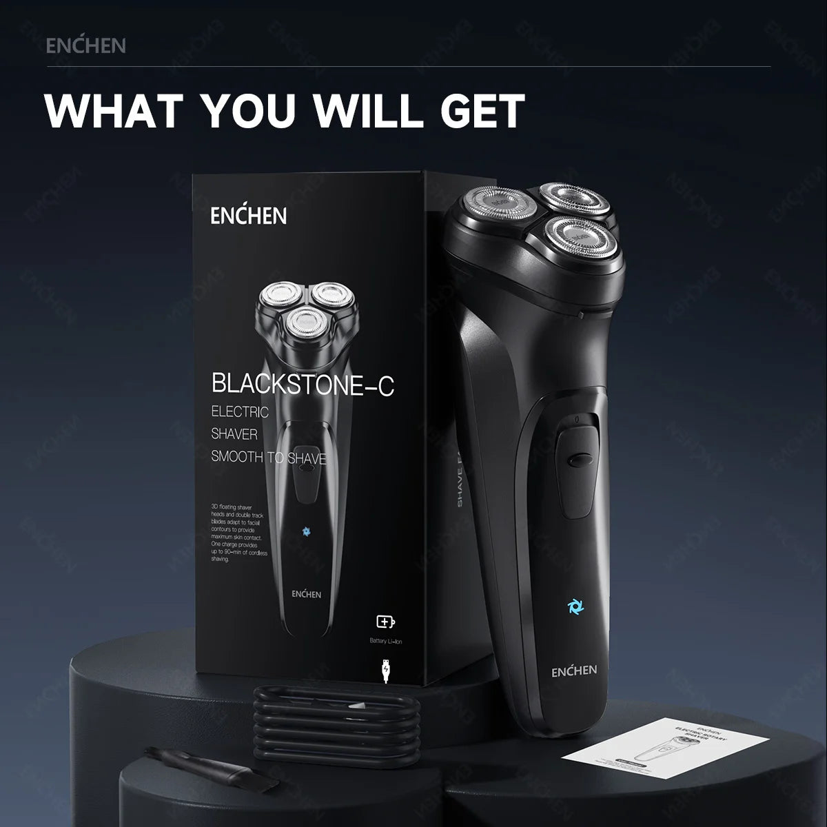 RUVIAA BEAUTY ENCHEN Blackstone-C | 3D Rotary Shaver & Pop-up Trimmer