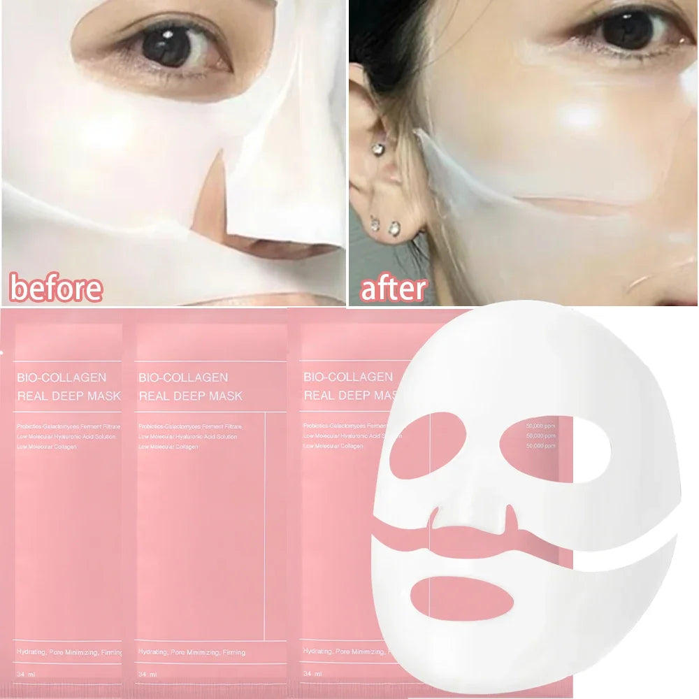 RUVIAA BEAUTY Bio Collagen Face Mask – 1/2/5/10PCS Hydrating, Firming & Brightening Skincare