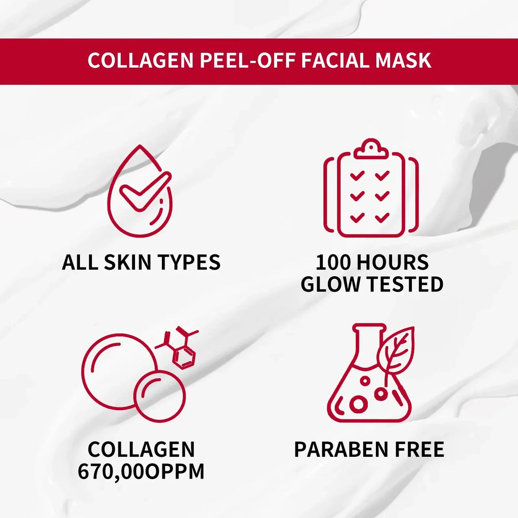 RUVIAA BEAUTY Real Collagen Fit Peel-Off Facial Mask – 670,000ppm Collagen for Elasticity, Hydration & Glow