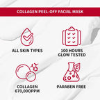 RUVIAA BEAUTY Real Collagen Fit Peel-Off Facial Mask – 670,000ppm Collagen for Elasticity, Hydration & Glow