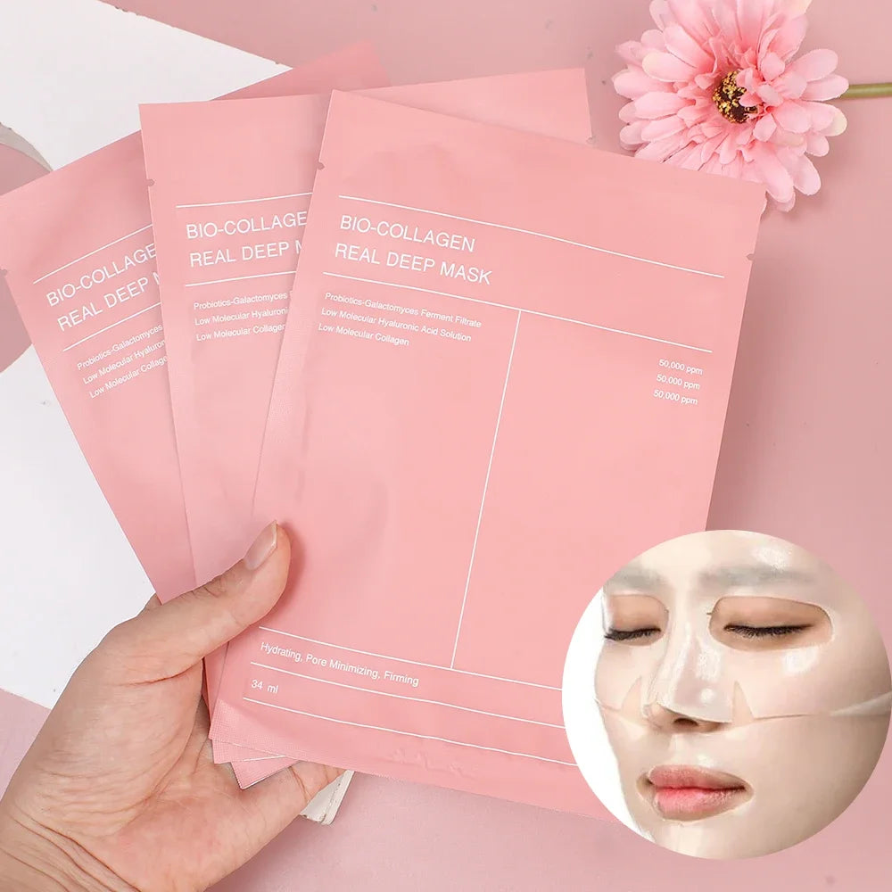 RUVIAA BEAUTY Bio Collagen Face Mask – 1/2/5/10PCS Hydrating, Firming & Brightening Skincare