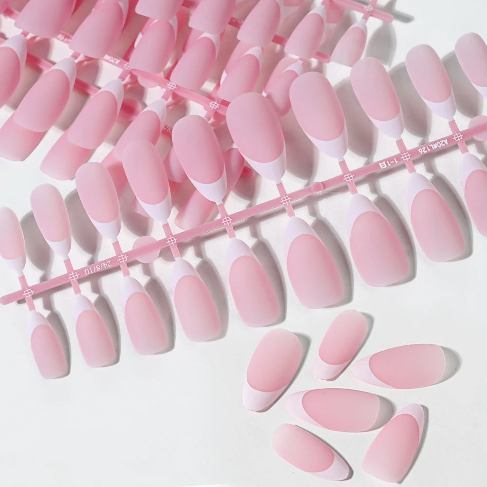 RUVIAA BEAUTY 120PCS Medium Long Square Acrylic French Press-On Nails – Full Cover Fake Nails for Women, Mixed Sizes