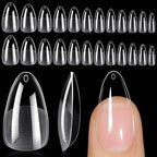 Ruviaa Beauty 120PCS Short Almond Oval Press-On Nails – Full Cover French Ballerina Fake Nail Tips