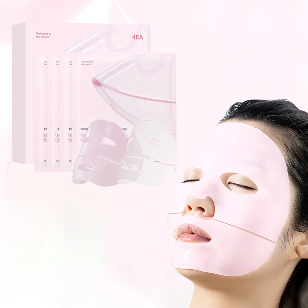 RUVIAA BEAUTY 4pcs PDRN Pink Collagen Gel Masks – Niacinamide Brightening, Moisturizing & Firming Skin Care