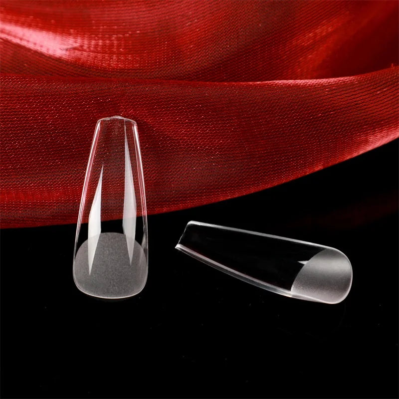 Ruviaa Beauty 120PCS Short Almond Oval Press-On Nails – Full Cover French Ballerina Fake Nail Tips