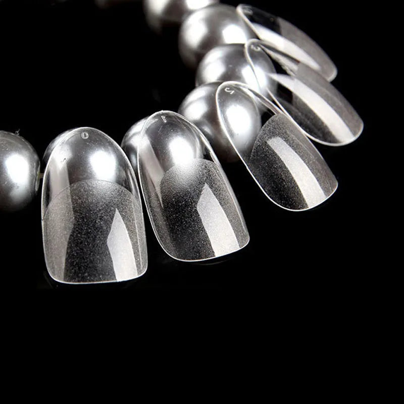 Ruviaa Beauty 120PCS Short Almond Oval Press-On Nails – Full Cover French Ballerina Fake Nail Tips