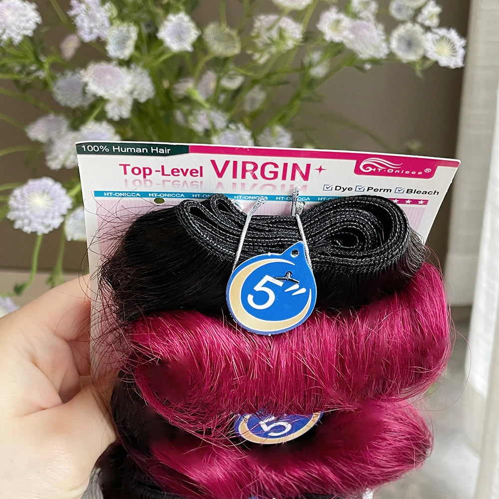 4Pcs/Lot Loose Wave Hair Extensions 100% Human Hair Bundles 1B 27 30 99J Burgundy Colored Indian Human Hair Weave Bundles