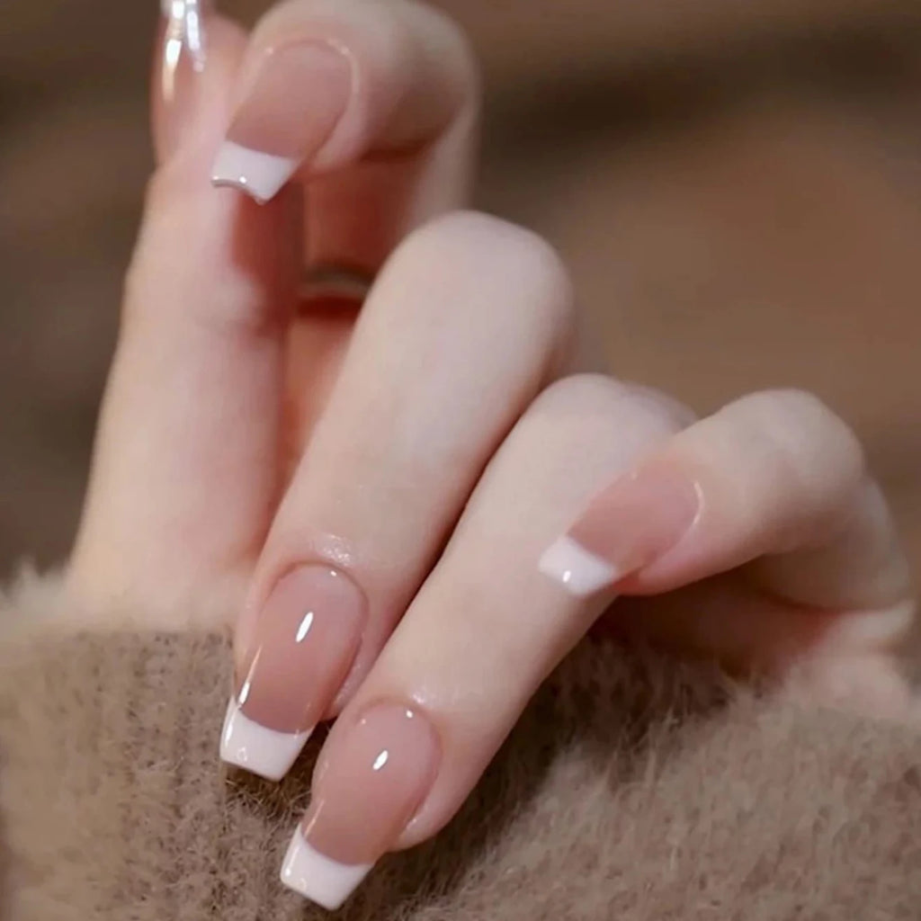 RUVIAA BEAUTY 24PCS Press-On Nails – Short Square Heart French Tips