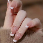 RUVIAA BEAUTY 24PCS Press-On Nails – Short Square Heart French Tips