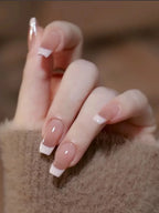 RUVIAA BEAUTY 24PCS Press-On Nails – Short Square Heart French Tips