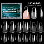 RUVIAA BEAUTY Luxury Soft Gel False Nail Tips – Semi-Matte Almond French Coffin Full Cover Extensions