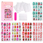 RUVIAA BEAUTY 120Pcs Kids Cartoon Press-On Nails – Kawaii Acrylic Full Cover Short False Nails with Jelly Glue