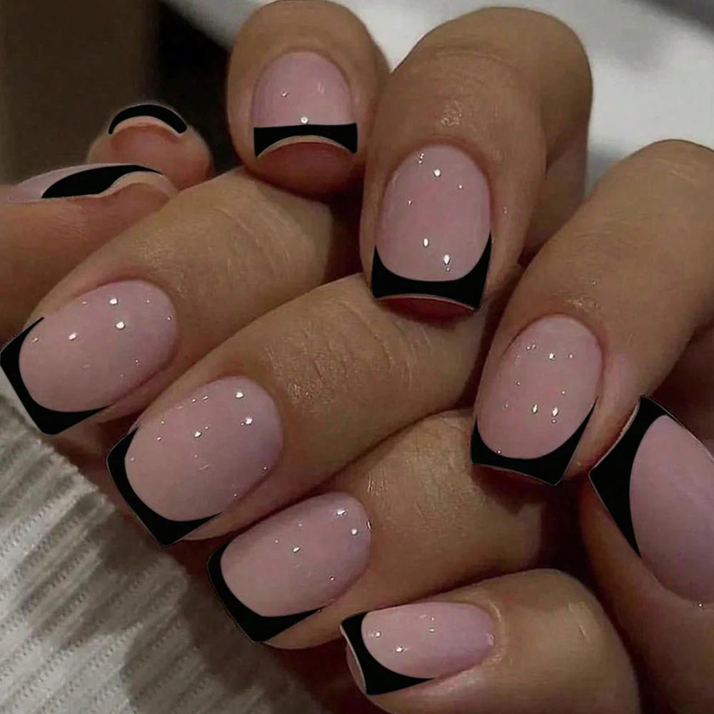 RUVIAA BEAUTY 24PCS Press-On Nails – Short Square Heart French Tips