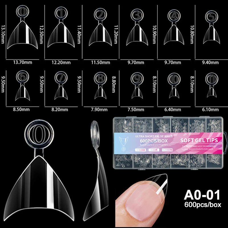 RUVIAA BEAUTY Luxury Soft Gel False Nail Tips – Semi-Matte Almond French Coffin Full Cover Extensions