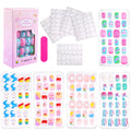 RUVIAA BEAUTY 120Pcs Kids Cartoon Press-On Nails – Kawaii Acrylic Full Cover Short False Nails with Jelly Glue